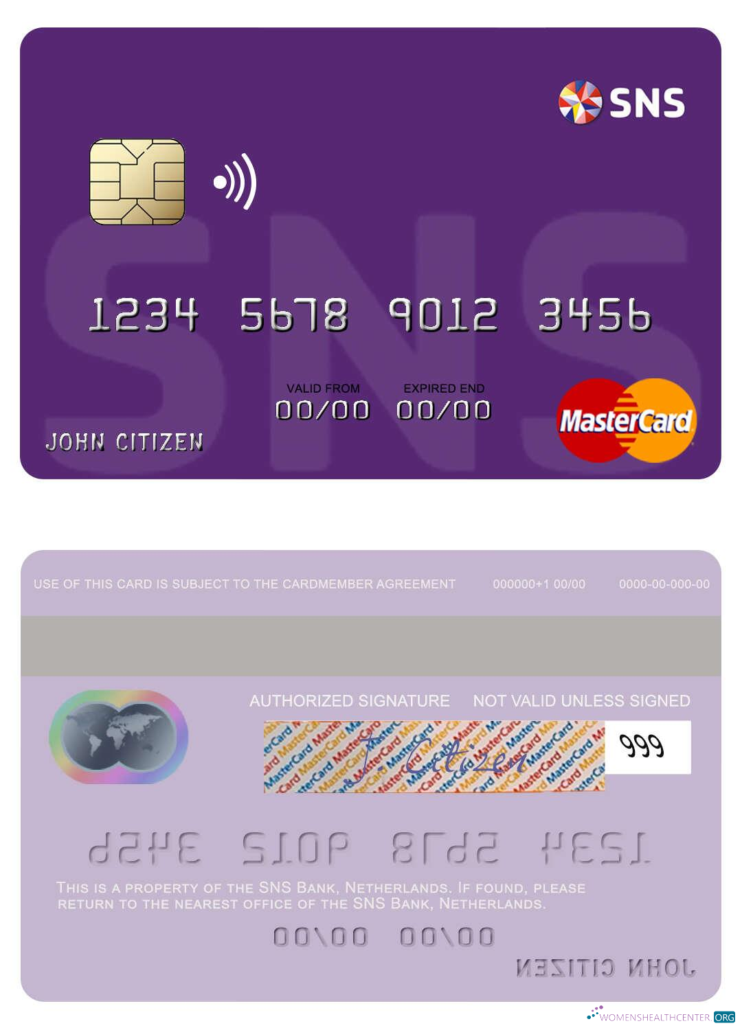 Download Netherlands SNS Bank mastercard Photoshop template